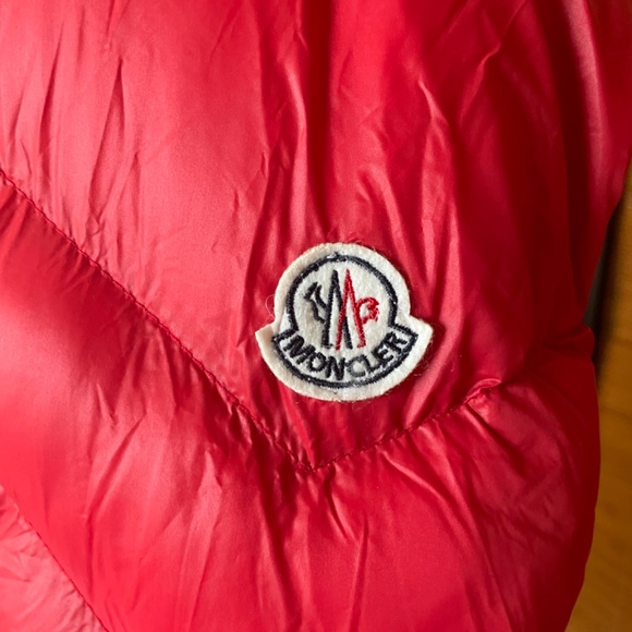 Women’s Red Moncler Down Puffer Jacket with Real Rabbit Fur lined hood Size 3 - Picture 7 of 13